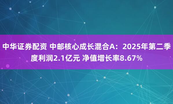 中华证券配资 中邮核心成长混合A：2025年第二季度利润2.1亿元 净值增长率8.67%
